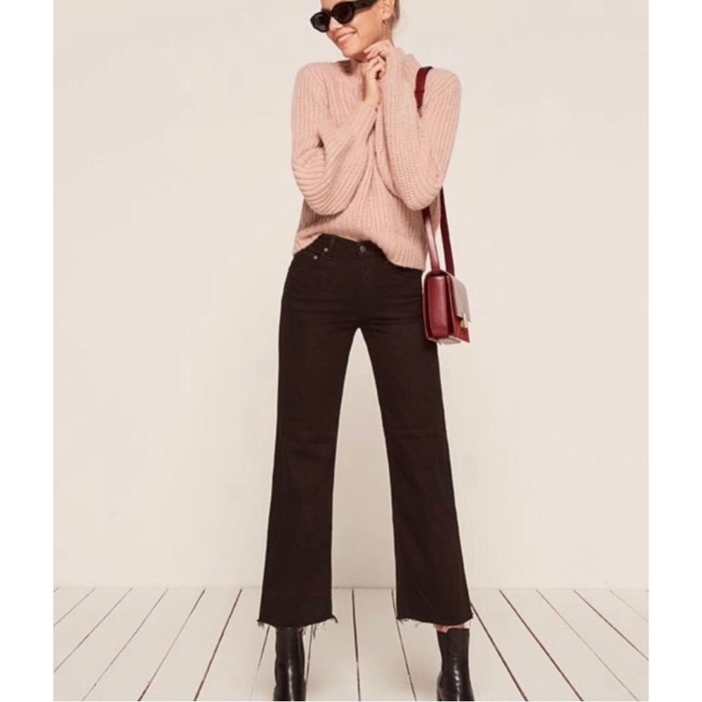 Reformation Black High-Rise Wide-Leg Jeans